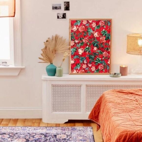Host Pick! NEW! Urban Outfitters Merry Christmas Floral Canvas Wall Art - Picture 4 of 6